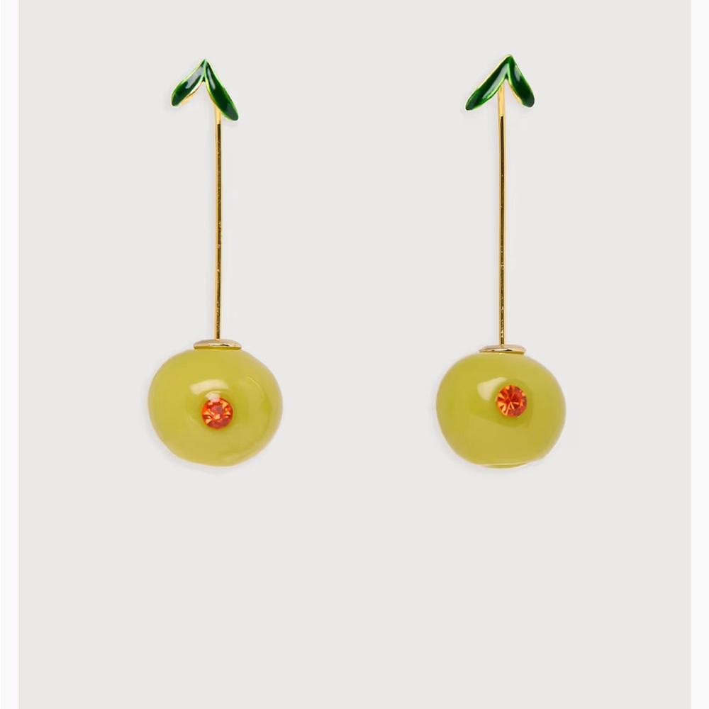 SAACHI Olive Green Earrings with Gold Stems